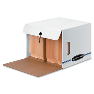 Bankers Box SIDE-TAB Storage Boxes, Letter Files, White/Blue, 12/Carton View Product Image