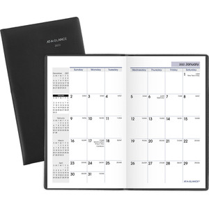 AT-A-GLANCE Pocket-Sized Monthly Planner, 6 x 3.5, Black, 2021 View Product Image