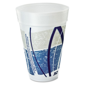 Dart Impulse Hot/Cold Foam Drinking Cups, 32 oz, White/Blue/Gray, 25/Bag, 20/Carton View Product Image