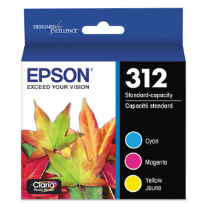 Epson T312923S (312XL) Claria High-Yield Ink, 360 Page-Yield, Cyan/Magenta/Yellow View Product Image