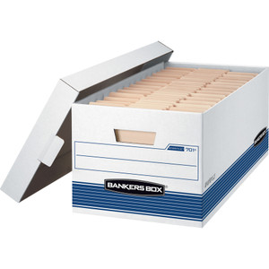 Bankers Box STOR/FILE Medium-Duty Storage Boxes, Letter Files, 12.88" x 25.38" x 10.25", White/Blue, 12/Carton View Product Image