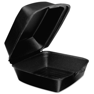 Dart Foam Hinged Lid Containers, 6w x 5 9/10d x 3h, Black, 125/Bag, 4 Bags/Carton View Product Image