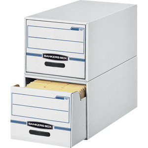 Bankers Box STOR/DRAWER Basic Space-Savings Storage Drawers, Letter Files, 14" x 25.5" x 11.5", White/Blue, 6/Carton View Product Image