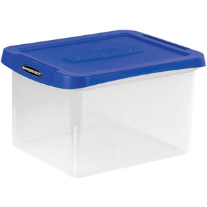 Bankers Box Heavy Duty Plastic File Storage, Letter/Legal Files, 14" x 17.38" x 10.5", Clear/Blue View Product Image