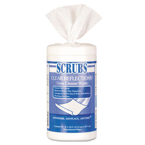 SCRUBS Glass Cleaner Wipes, 6 x 10 1/2, White, 90 Canister/Pack, 6 Cans/Carton View Product Image