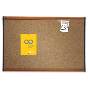 Quartet Prestige Bulletin Board, Brown Graphite-Blend Surface, 36 x 24, Cherry Frame View Product Image