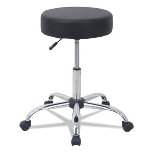 Alera Height Adjustable Lab Stool, 24.38" Seat Height, Supports up to 275 lbs., Black Seat/Black Back, Chrome Base View Product Image