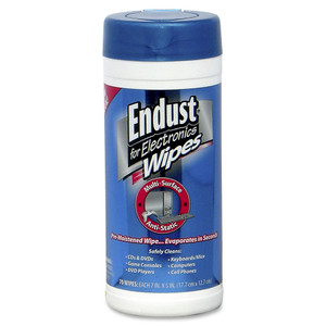 Endust Antistatic Premoistened Wipes for Electronics, Cloth, 6" x 6", 70/Tub View Product Image