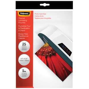 Fellowes Laminating Pouches, 5 mil, 4.5" x 6.25", Gloss Clear, 20/Pack View Product Image