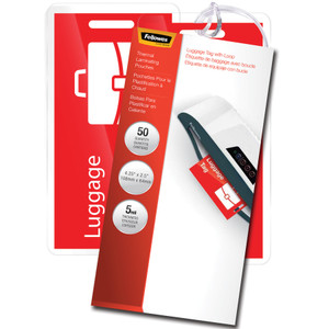 Fellowes Laminating Pouches, 5 mil, 4.25" x 2.5", Gloss Clear, 50/Pack View Product Image