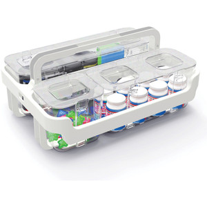 deflecto Stackable Caddy Organizer w/ S, M & L Containers, White Caddy, Clear Containers View Product Image