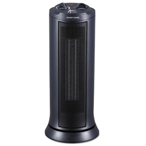 Alera Mini Tower Ceramic Heater, 7 3/8"w x 7 3/8"d x 17 3/8"h, Black View Product Image