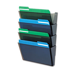 deflecto DocuPocket Stackable Four-Pocket Wall File, Letter, 13 x 4 x 7, Smoke View Product Image