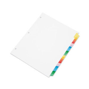 OLD - AbilityOne 7530013683492 SKILCRAFT Multiple Index Sheets, 26-Tab, A to Z, 11 x 8.5, White, 1 Set View Product Image