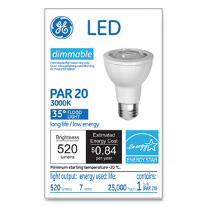 GE LED PAR20 Dimmable Warm White Flood Light Bulb, 3000K, 7 W View Product Image