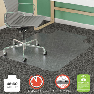 deflecto SuperMat Frequent Use Chair Mat for Medium Pile Carpet, 46 x 60, Wide Lipped, Clear View Product Image