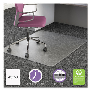 deflecto UltraMat All Day Use Chair Mat for High Pile Carpet, 45 x 53, Rectangular, Clear View Product Image