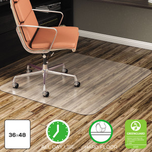 deflecto EconoMat All Day Use Chair Mat for Hard Floors, 36 x 48, Rectangular, Clear View Product Image