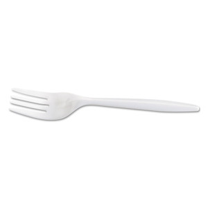 GEN Medium-Weight Cutlery, Fork, White, 6 1/4", 100/Bag, 10 Bags/Carton View Product Image