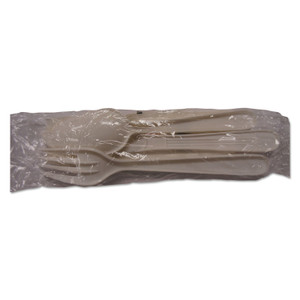 GEN Heavyweight Cutlery, Fork/Knife/Teaspoon/Salt/Pepper/Napkin, Polypropylene Plastic, White, 250/Carton View Product Image