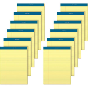 TOPS Docket Ruled Perforated Pads, Wide/Legal Rule, 8.5 x 11.75, Canary, 50 Sheets, 12/Pack View Product Image