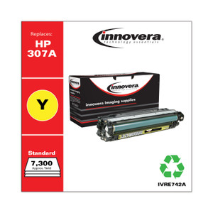 Innovera Remanufactured Yellow Toner, Replacement for HP 5225 (CE742A), 7,300 Page-Yield View Product Image