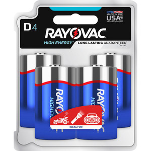 Rayovac High Energy Premium Alkaline D Batteries, 4/Pack View Product Image