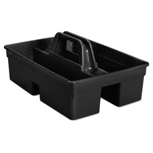 Rubbermaid Commercial Executive Carry Caddy, 2-Compartment, Plastic, 10.75w x 6.5h, Black View Product Image