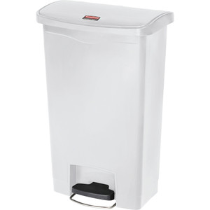 Rubbermaid Commercial Slim Jim Resin Step-On Container, Front Step Style, 13 gal, White View Product Image