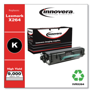 Innovera Remanufactured Black High-Yield Toner, Replacement for Lexmark X264 (X264H11G), 9,000 Page-Yield View Product Image