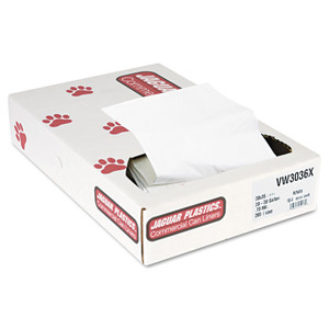 Jaguar Plastics Industrial Strength Low-Density Commercial Can Liners, 30 gal, 0.7 mil, 30" x 36", White, 200/Carton View Product Image