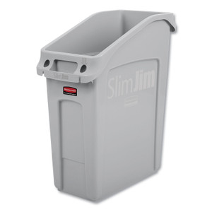 Rubbermaid Commercial Slim Jim Under-Counter Container, 13 gal, Polyethylene, Gray View Product Image