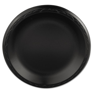 Genpak Elite Laminated Foam Plates, 8.88 Inches, Black, Round, 125/Pack, 4 Pack/Carton View Product Image