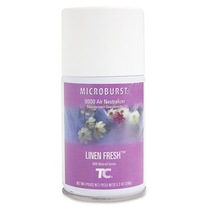 Rubbermaid Commercial TC Microburst 9000 Air Freshener Refill, Linen Fresh, 5.3 oz Aerosol, 4/Carton View Product Image