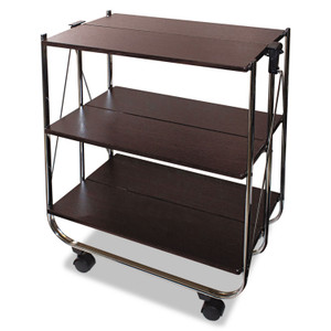 Vertiflex Click-N-Fold Utility Cart, 26.5w x 15.75d x 31.5h, Chrome/Brown View Product Image