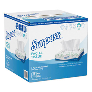 Surpass Facial Tissue, 2-Ply, White, Flat Box, 125/Box, 10 Boxes/Carton View Product Image