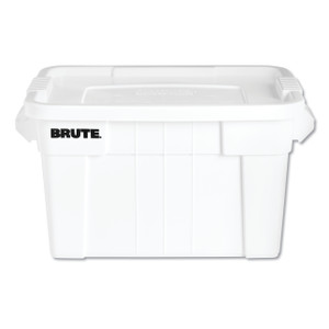 Rubbermaid Commercial BRUTE Tote with Lid, 20 gal, 27.9" x 17.4" x 15.1", White View Product Image