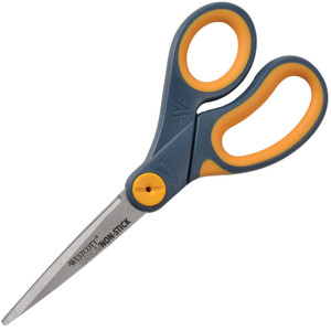 Westcott Non-Stick Titanium Bonded Scissors, 8" Long, 3.25" Cut Length, Gray/Yellow Straight Handle View Product Image