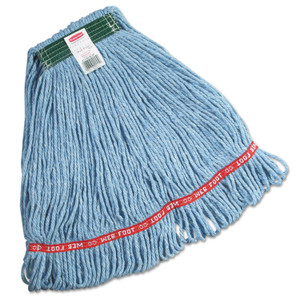 Rubbermaid Commercial Swinger Loop Wet Mop Heads, Cotton/Synthetic, Blue, Medium View Product Image