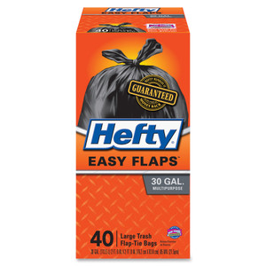 Hefty Easy Flaps Trash Bags, 30 gal, 0.85 mil, 30" x 33", Black, 240/Carton View Product Image