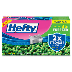 Hefty Slider Bags, 1 qt, 2.5 mil, 7" x 8", Clear, 315/Carton View Product Image