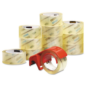 Scotch 3750 Commercial Grade Packaging Tape with DP300 Dispenser, 3" Core, 1.88" x 54.6 yds, Clear, 12/Pack View Product Image