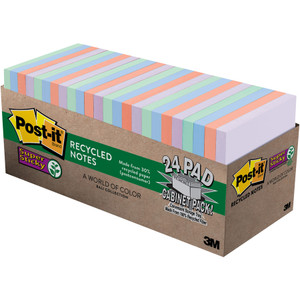 Post-it Notes Super Sticky Recycled Notes in Bali Colors, 3 x 3, 70-Sheet, 24/Pack View Product Image