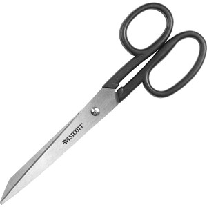 Westcott Kleencut Stainless Steel Shears, 8" Long, 3.75" Cut Length, Black Straight Handle View Product Image