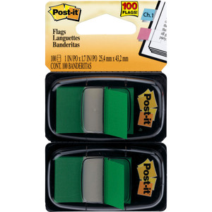 Post-it Flags Standard Page Flags in Dispenser, Green, 100 Flags/Dispenser View Product Image