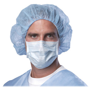 Medline Standard Procedure Face Mask, Cellulose, Blue, 50/Box View Product Image