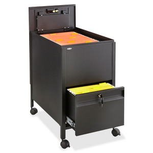 Safco Locking Mobile Tub File With Drawer, Letter Size, 17w x 26d x 28h, Black View Product Image