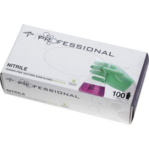 Medline Professional Nitrile Exam Gloves with Aloe, X-Large, Green, 100/Box View Product Image