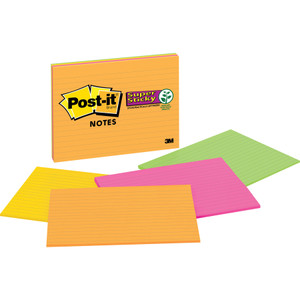 Post-it Notes Super Sticky Meeting Notes in Rio de Janeiro Colors, Lined, 8 x 6, 45-Sheet, 4/Pack View Product Image