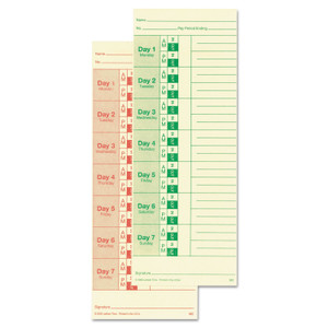 Lathem Time Universal Time Card, Side Print, 3 1/2 x 9, Bi-Weekly/Weekly, 2-Sided 100/Pack View Product Image